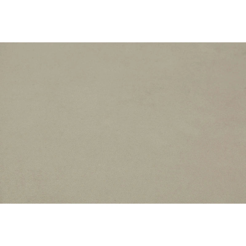 Banc de rangement capitonné avec 4 tiroirs, assise en tissu beige et piètement luge blanc