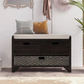 Banc de rangement capitonné avec 2 tiroirs et panier amovible – Aucun assemblage requis