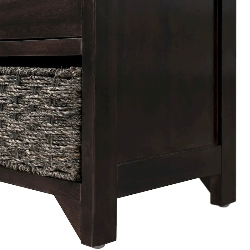 Banc de rangement capitonné avec 2 tiroirs et panier amovible – Aucun assemblage requis