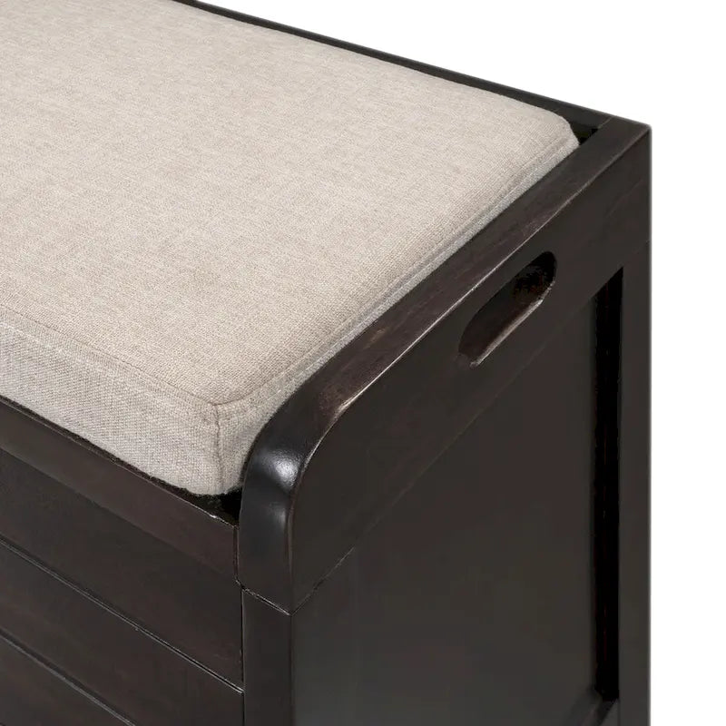 Banc de rangement capitonné avec 2 tiroirs et panier amovible – Aucun assemblage requis