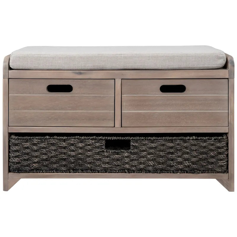 Banc de rangement capitonné avec 2 tiroirs et panier amovible – Aucun assemblage requis