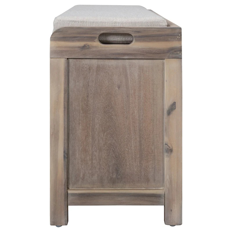 Banc de rangement capitonné avec 2 tiroirs et panier amovible – Aucun assemblage requis