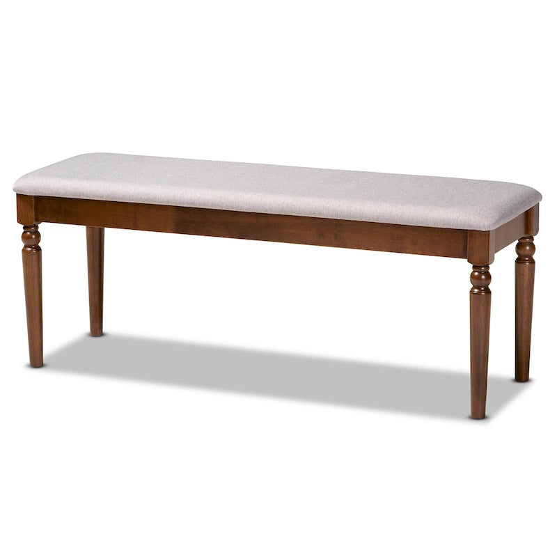 Banc de salle à manger capitonné avec pieds tournés en fuseau et assise rembourrée en mousse