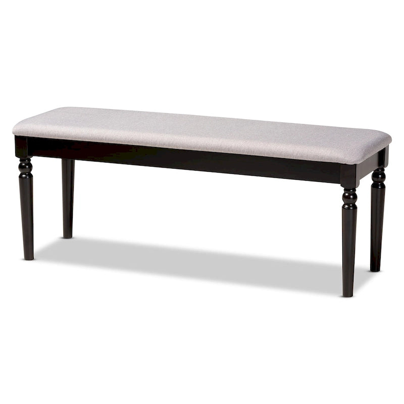 Banc de salle à manger capitonné avec pieds tournés en fuseau et assise rembourrée en mousse