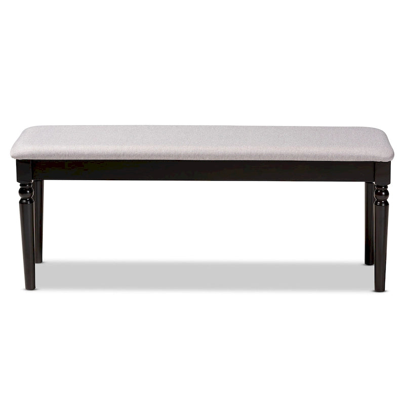 Banc de salle à manger capitonné avec pieds tournés en fuseau et assise rembourrée en mousse