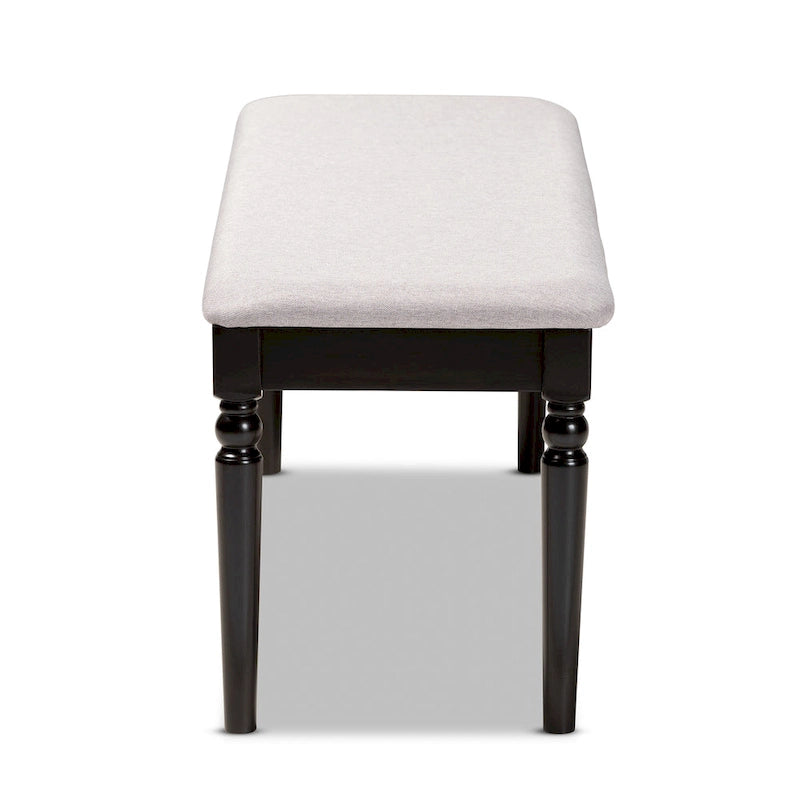 Banc de salle à manger capitonné avec pieds tournés en fuseau et assise rembourrée en mousse