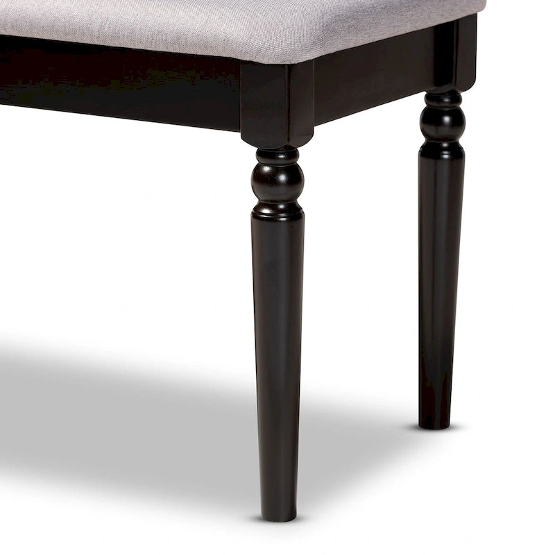 Banc de salle à manger capitonné avec pieds tournés en fuseau et assise rembourrée en mousse