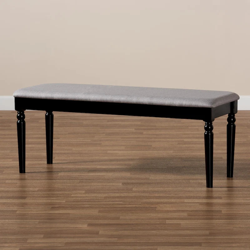 Banc de salle à manger capitonné avec pieds tournés en fuseau et assise rembourrée en mousse