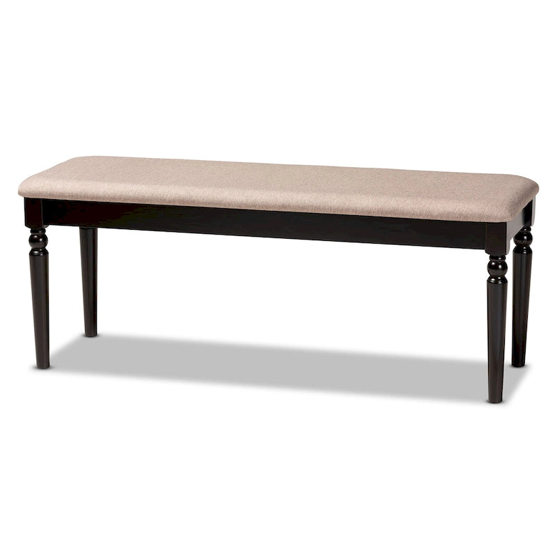 Banc de salle à manger capitonné avec pieds tournés en fuseau et assise rembourrée en mousse