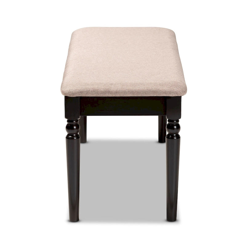 Banc de salle à manger capitonné avec pieds tournés en fuseau et assise rembourrée en mousse