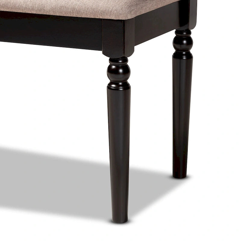 Banc de salle à manger capitonné avec pieds tournés en fuseau et assise rembourrée en mousse