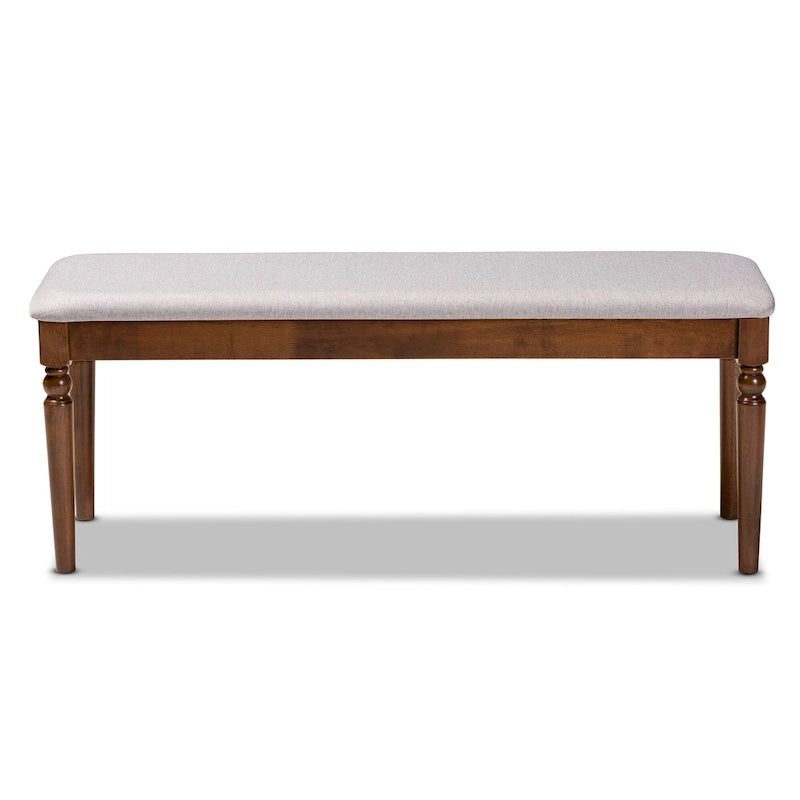 Banc de salle à manger capitonné avec pieds tournés en fuseau et assise rembourrée en mousse