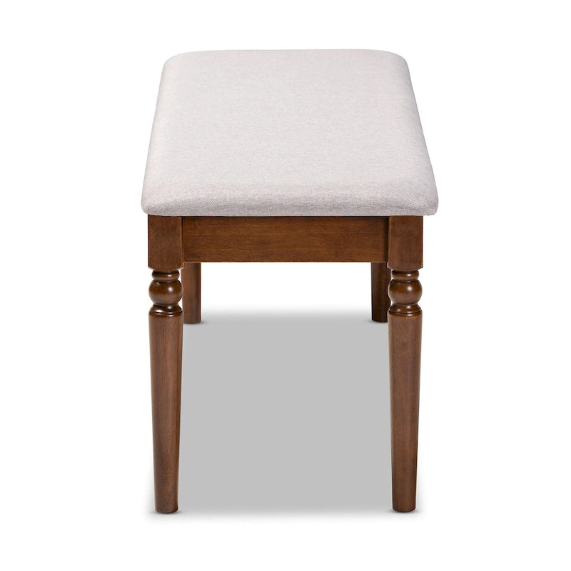 Banc de salle à manger capitonné avec pieds tournés en fuseau et assise rembourrée en mousse