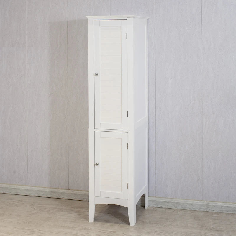 Armoire de rangement haute et étroite avec portes à volets et 5 étagères réglables