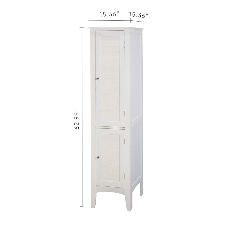 Armoire de rangement haute et étroite avec portes à volets et 5 étagères réglables
