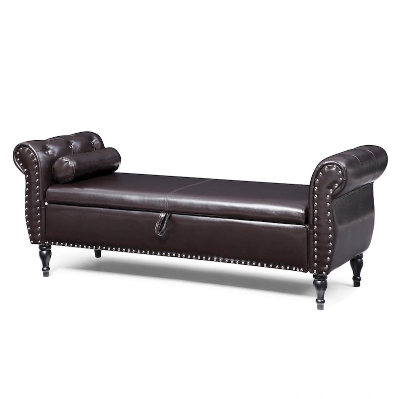 Banc de rangement ottoman avec plateau relevable et coussin