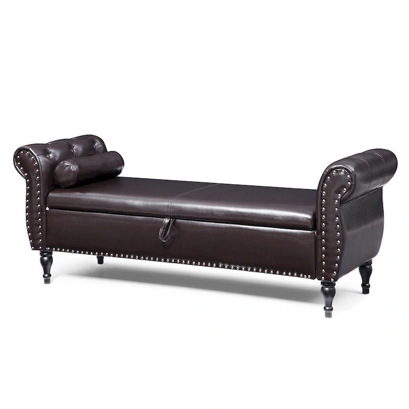 Banc de rangement ottoman avec plateau relevable et coussin