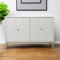 Buffet géométrique sculpté blanc à deux portes