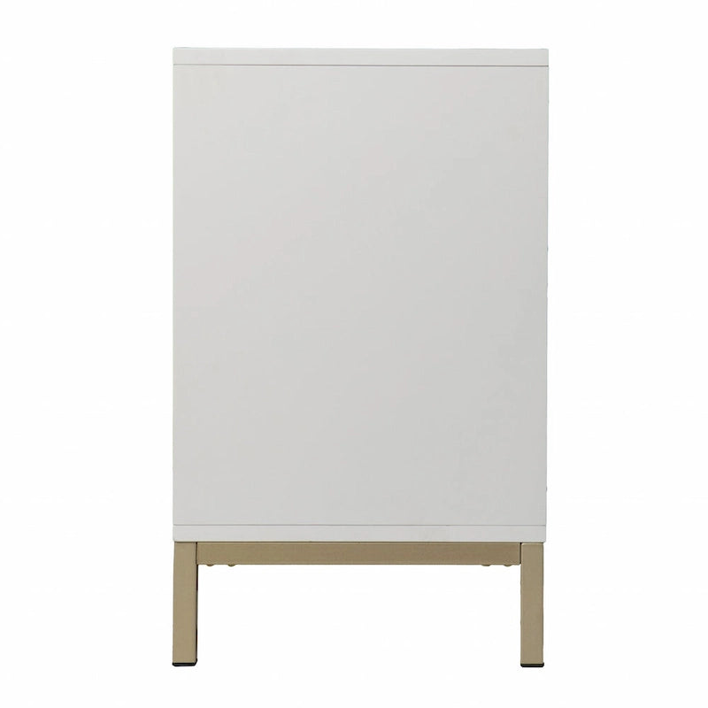 Buffet géométrique sculpté blanc à deux portes