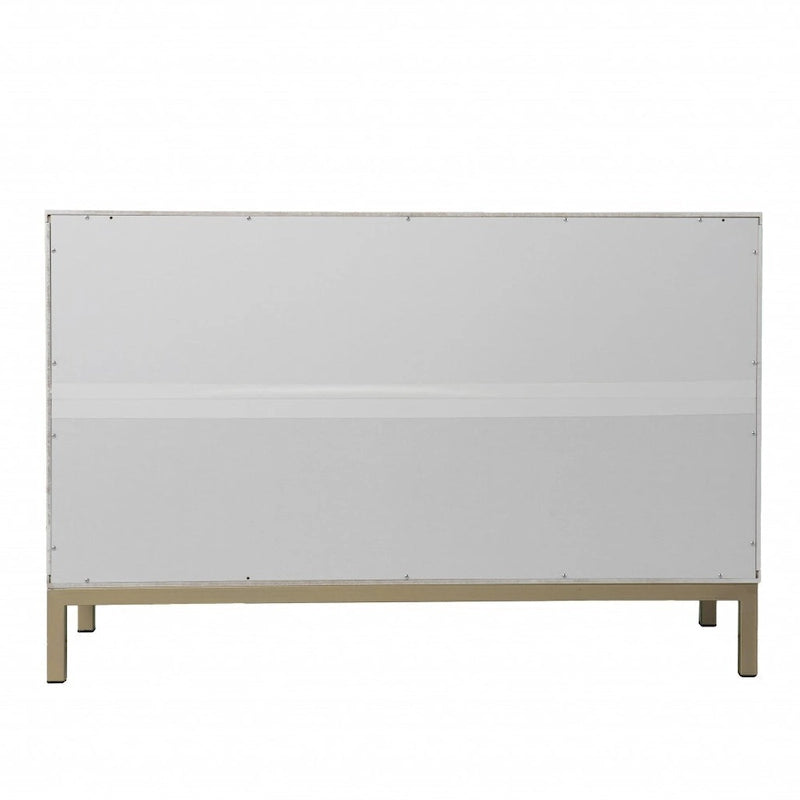 Buffet géométrique sculpté blanc à deux portes