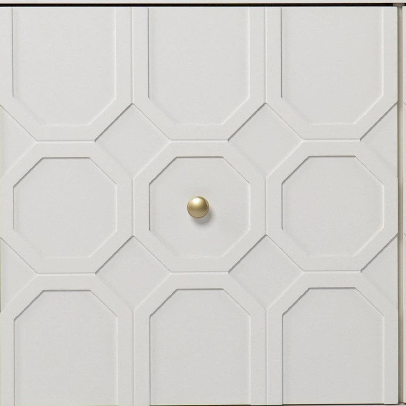 Buffet géométrique sculpté blanc à deux portes