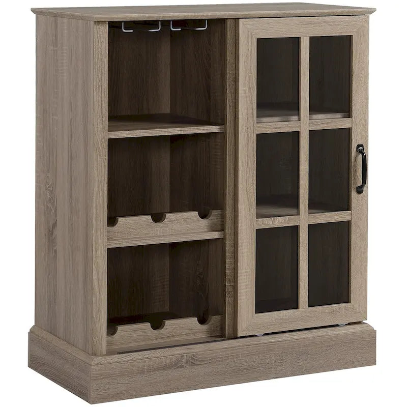 Sideboard Bar Cabinet with Sliding Glass Door & Wine Rack