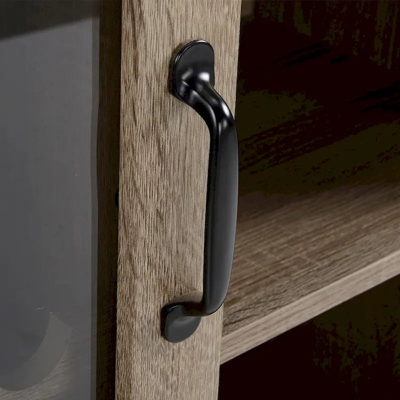 Meuble Bahut Bar avec Porte Coulissante en Verre et Casier à Bouteilles