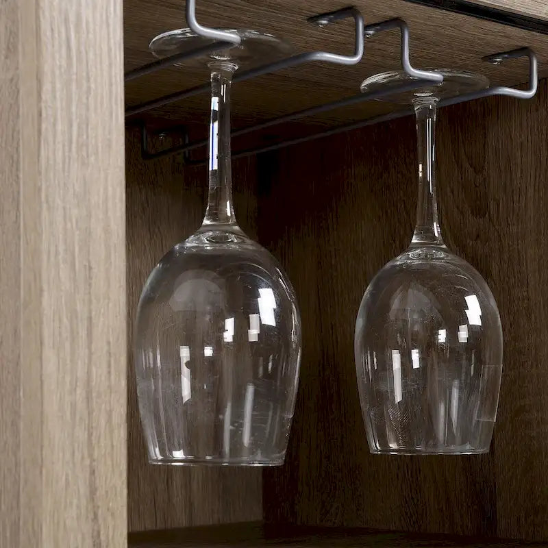 Meuble Bahut Bar avec Porte Coulissante en Verre et Casier à Bouteilles