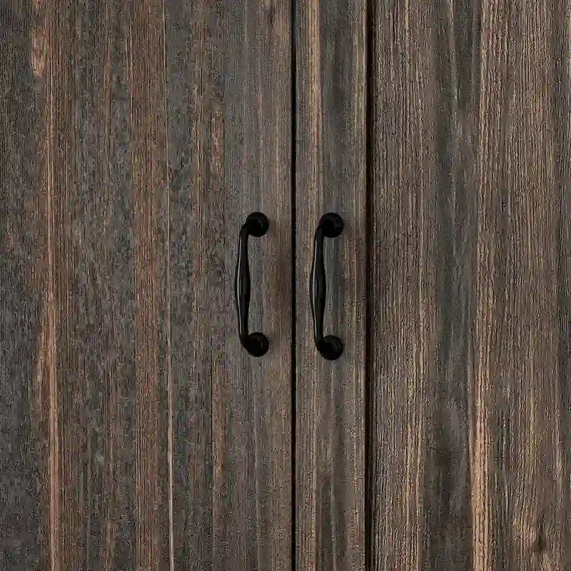 Meuble de rangement 2 portes avec 6 étagères, effet bois foncé