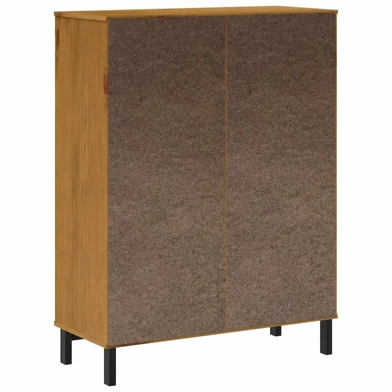 Solid Pine Wood Highboard with Glass Door, Drawer & Open Compartment