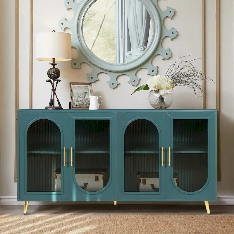Vintage Style Storage Cabinet with Glass Door & Gold Legs
