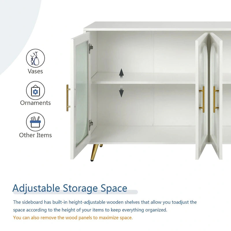 Vintage Style Storage Cabinet with Glass Door & Gold Legs