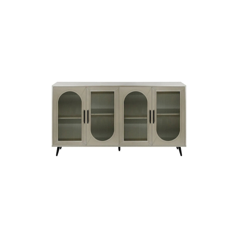 Meuble de rangement de style vintage avec porte vitrée et pieds dorés