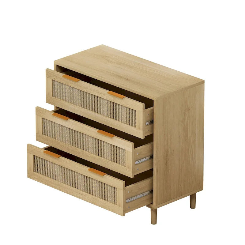 Rattan 3-Drawer Storage Cabinet