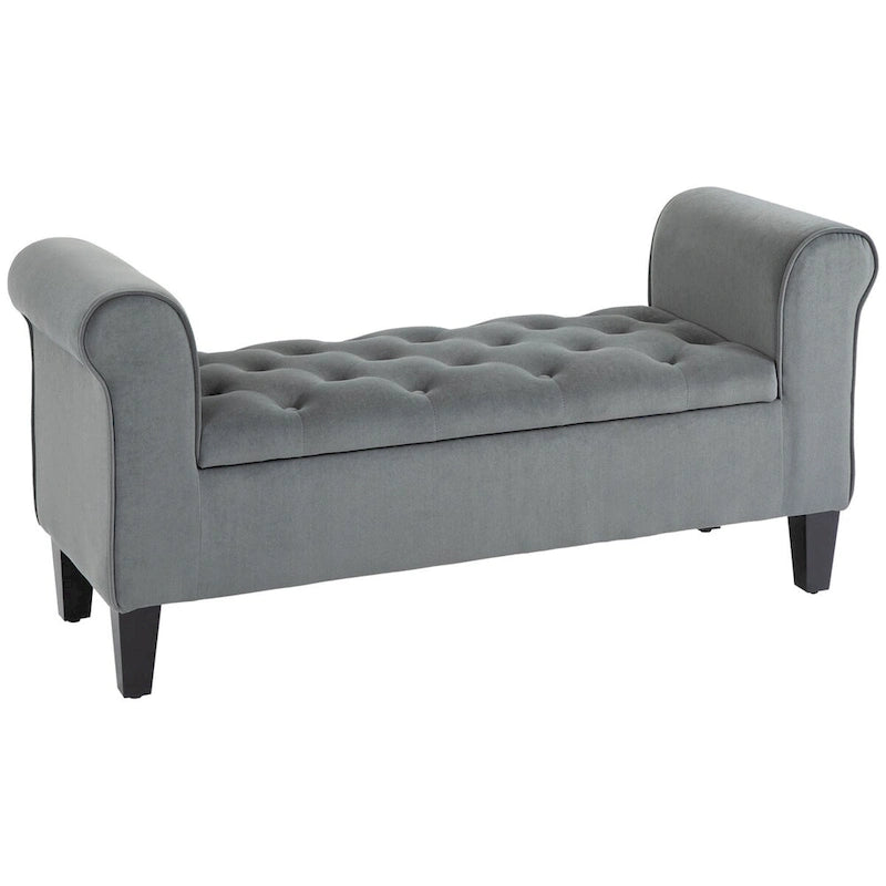 Banc de rangement capitonné avec accoudoirs arrondis et siège relevable