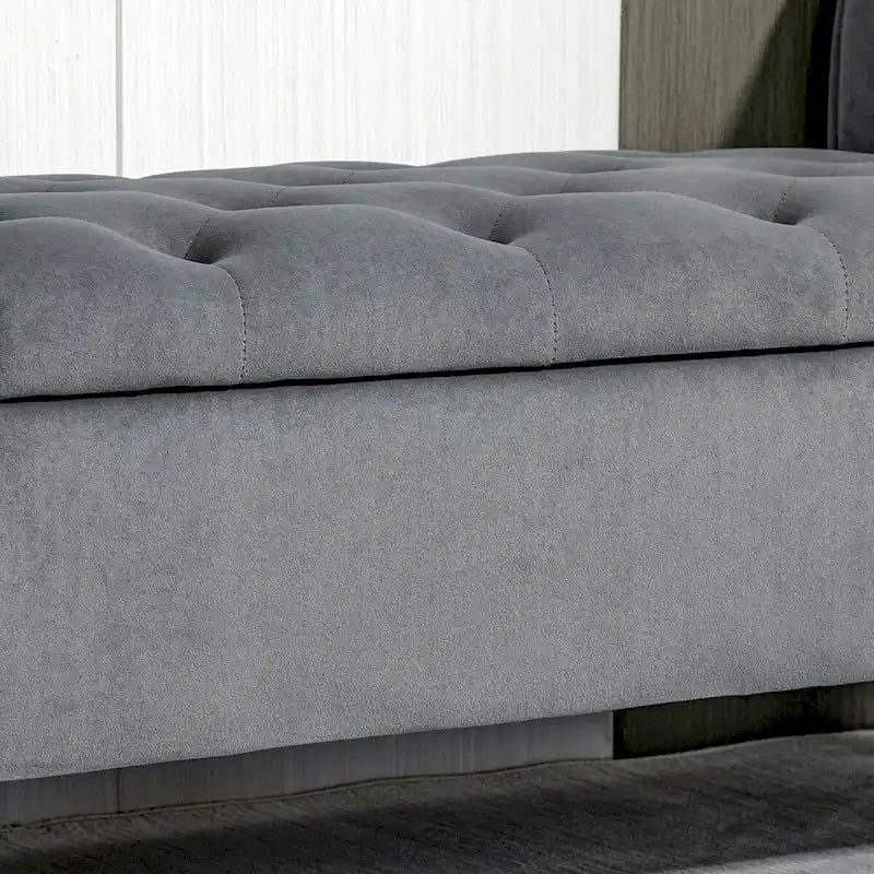 Banc de rangement capitonné avec accoudoirs arrondis et siège relevable