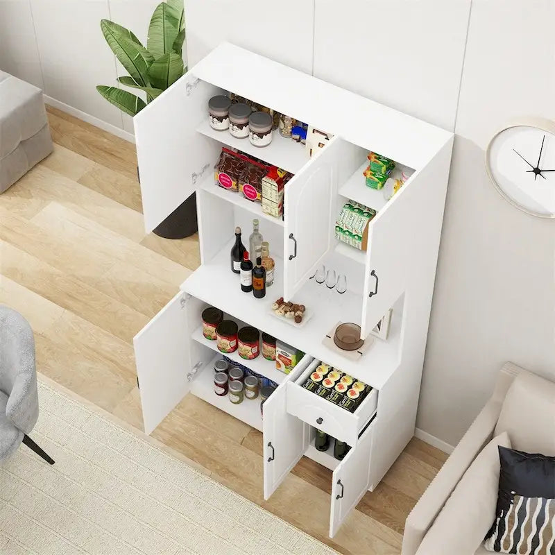 Armoire de rangement de cuisine avec plan de travail et étagères réglables