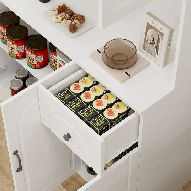 Armoire de rangement de cuisine avec plan de travail et étagères réglables
