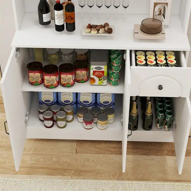 Armoire de rangement de cuisine avec plan de travail et étagères réglables