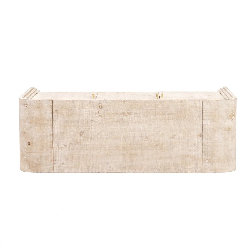 Enfilade Courbe à 3 Portes avec Placage en Bois de Sapin et Poignées en Alliage de Zinc Doré