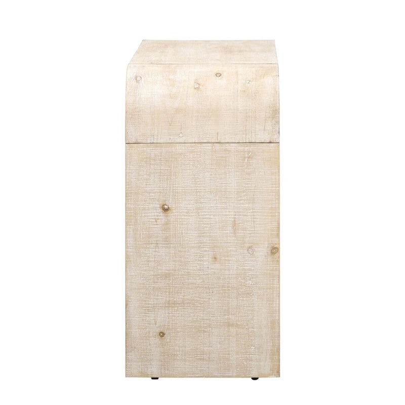 Enfilade Courbe à 3 Portes avec Placage en Bois de Sapin et Poignées en Alliage de Zinc Doré