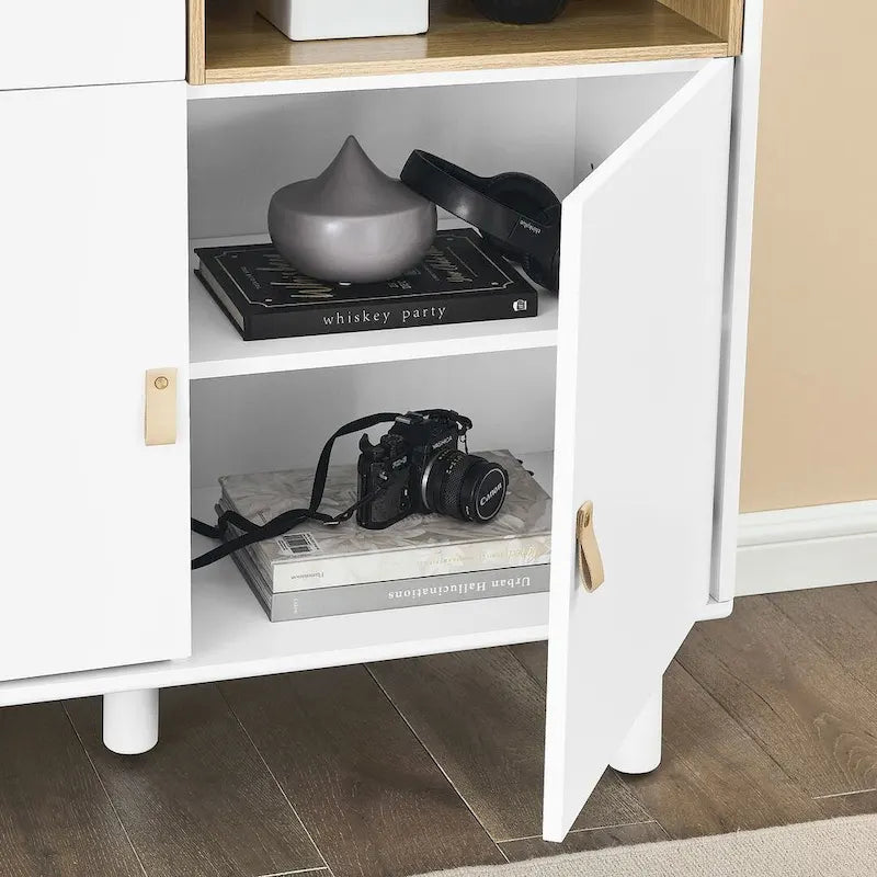 3-Door Wooden Storage Cabinet with Leather Handles