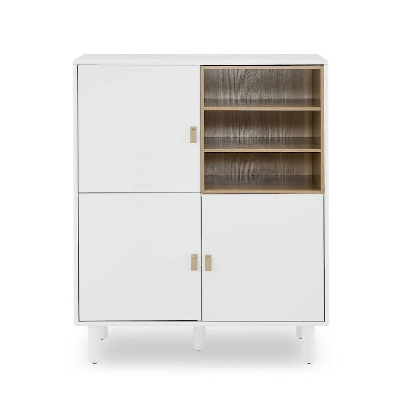3-Door Wooden Storage Cabinet with Leather Handles