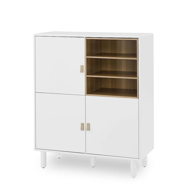 3-Door Wooden Storage Cabinet with Leather Handles