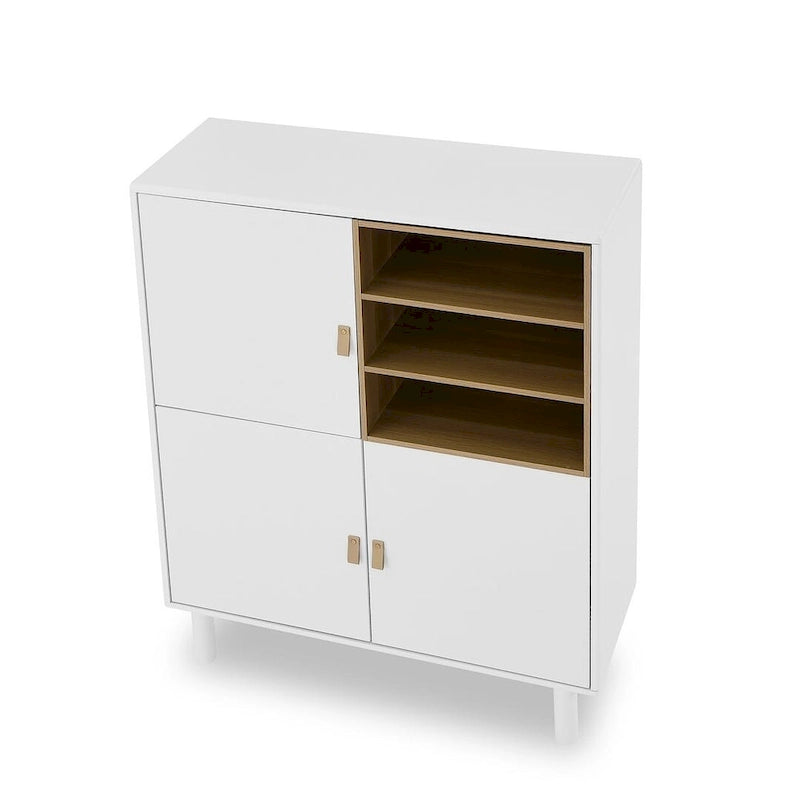 3-Door Wooden Storage Cabinet with Leather Handles