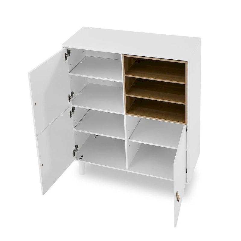 3-Door Wooden Storage Cabinet with Leather Handles