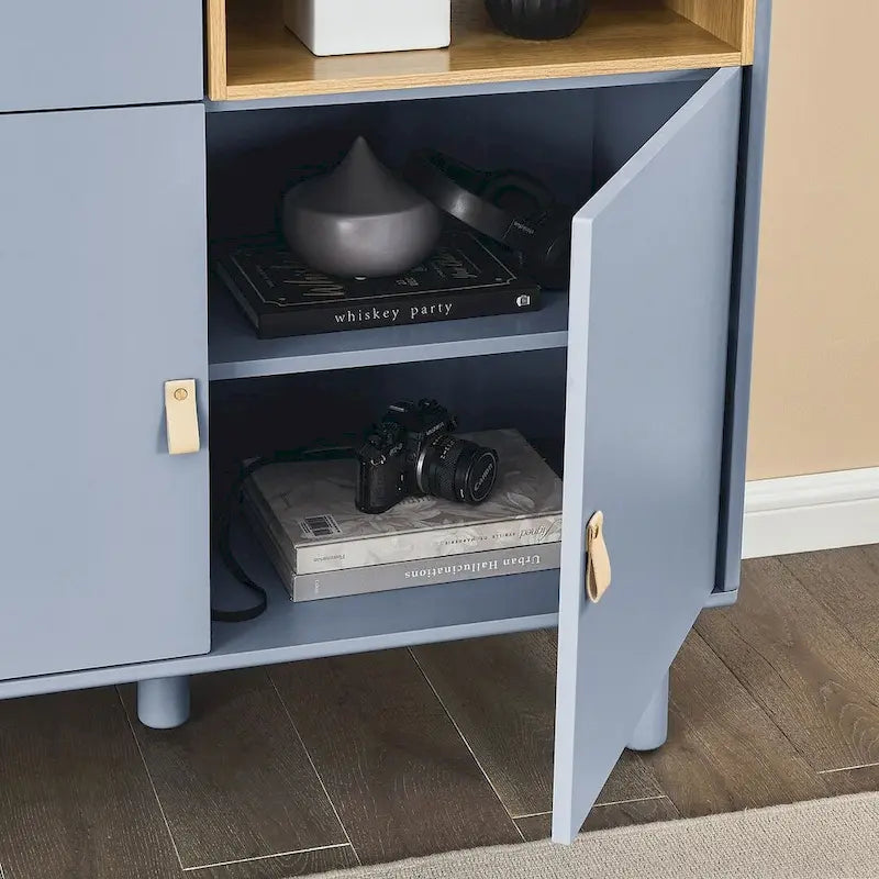 3-Door Wooden Storage Cabinet with Leather Handles