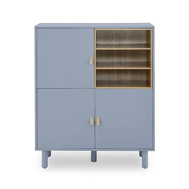 3-Door Wooden Storage Cabinet with Leather Handles