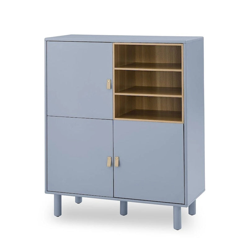 3-Door Wooden Storage Cabinet with Leather Handles