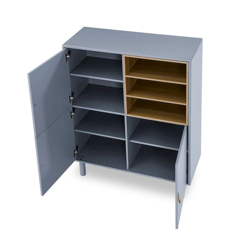 3-Door Wooden Storage Cabinet with Leather Handles